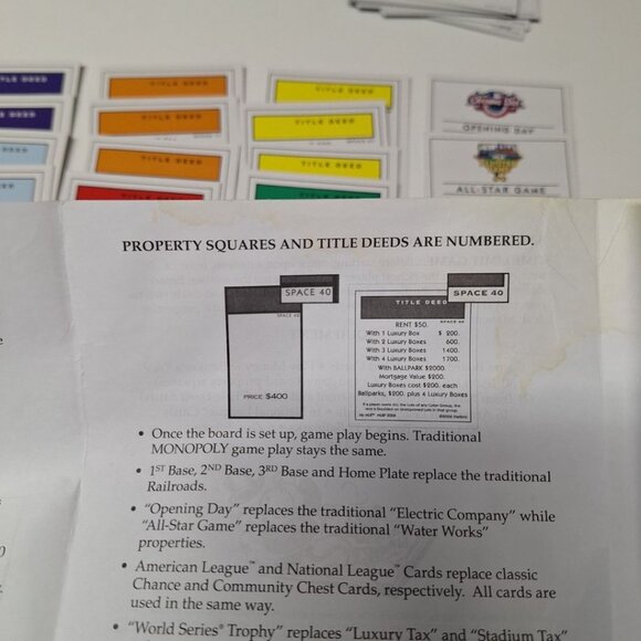 Monopoly My MLB 2006 Board Game Replacement Deed Cards Instructions Blank Custom - Picture 4 of 8